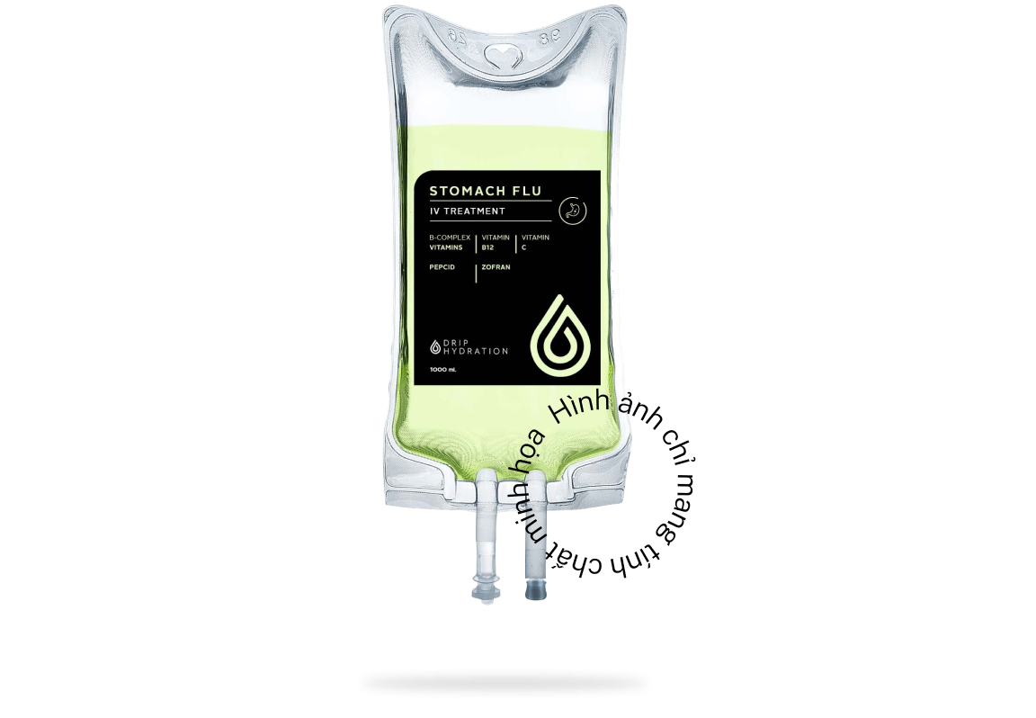 The Stomach Flu IV therapy helps alleviate symptoms of stomach pain by delivering essential nutrients directly into the bloodstream, bypassing the need for oral medication.